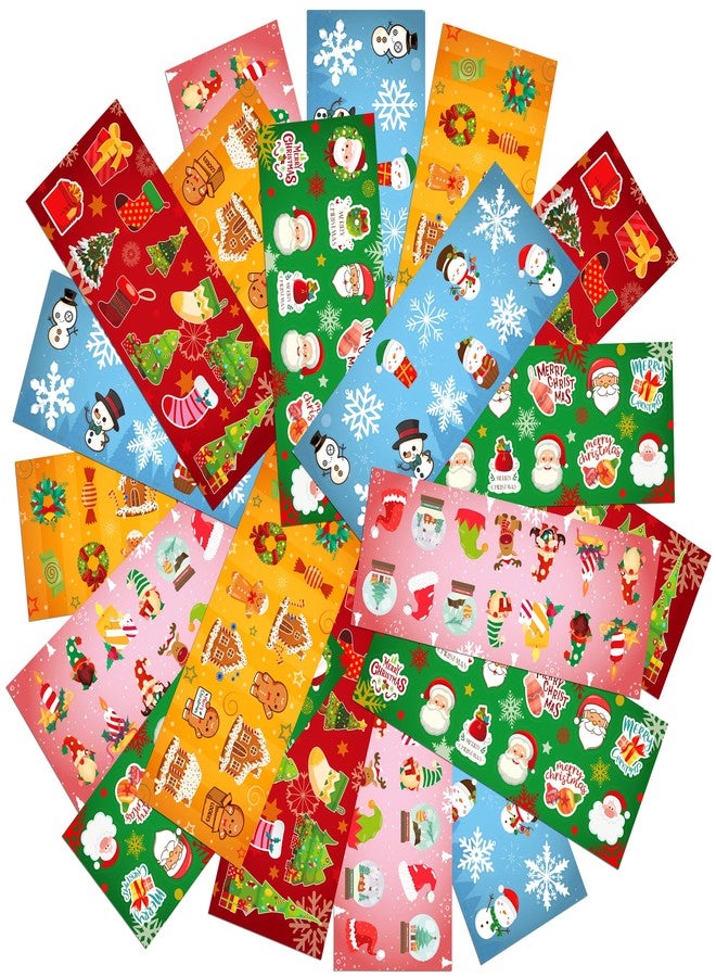 LINAYE Christmas Stickers for Kids 120 Sheets 1400PCS Christmas Stickers Bulk Pack Cute Adhesive for Treat Bags, Goodie Bags Party Favors for Girls Boys - Image 1